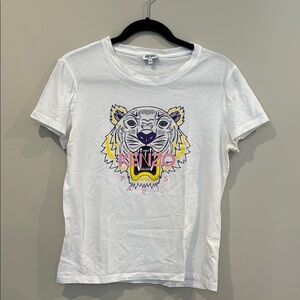 Kenzo White Tee with Vibrant Tiger Design